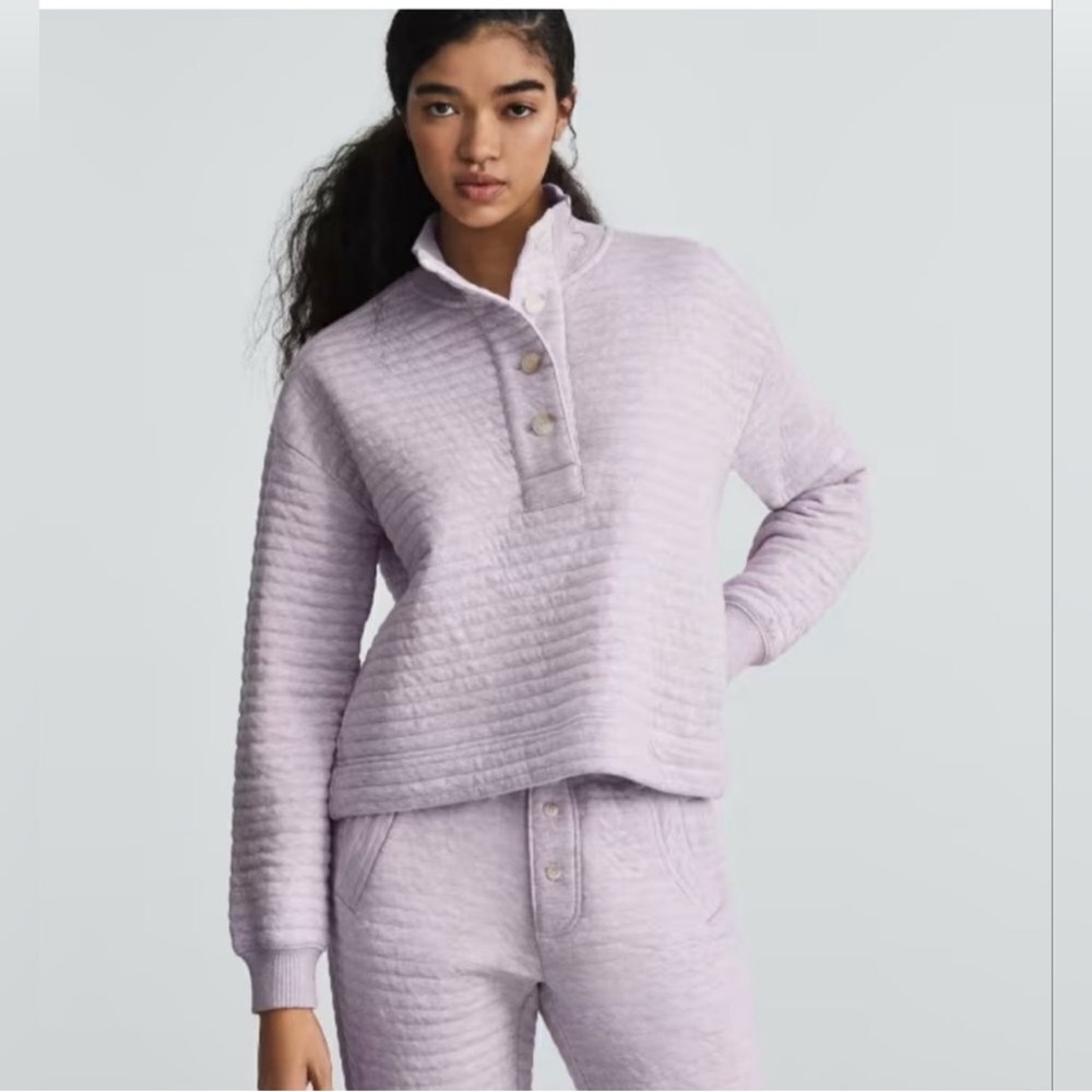 Everlane Organic Cotton Quilted Mockneck Sweatshirt Lavender Sz S